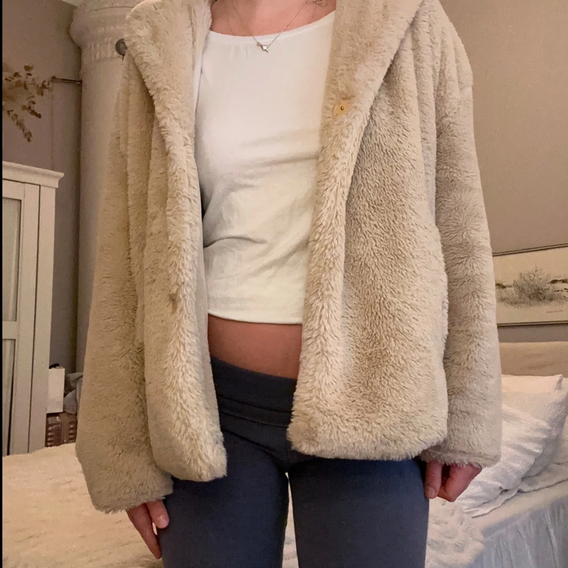 Beige teddyjacka - 91