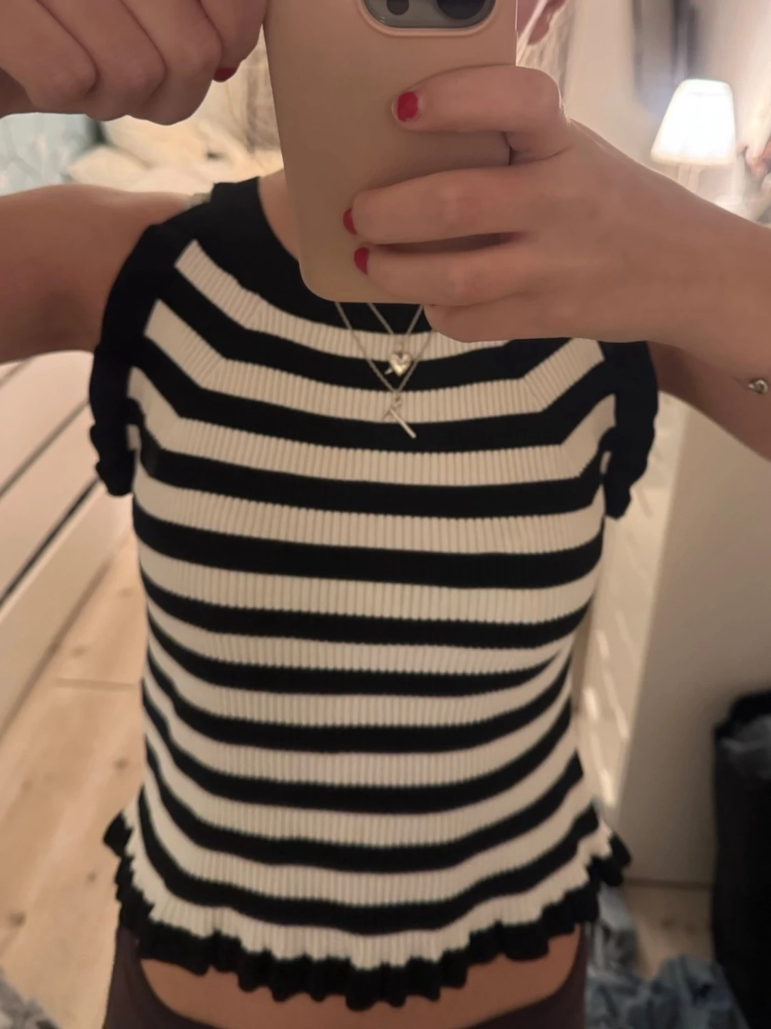 Randig ribbad ärmlös topp - 1