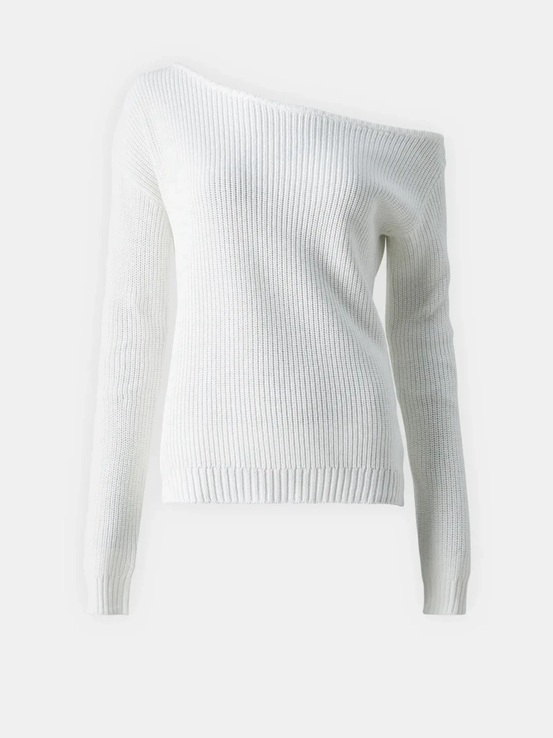 Vit offshoulder stickad tröja