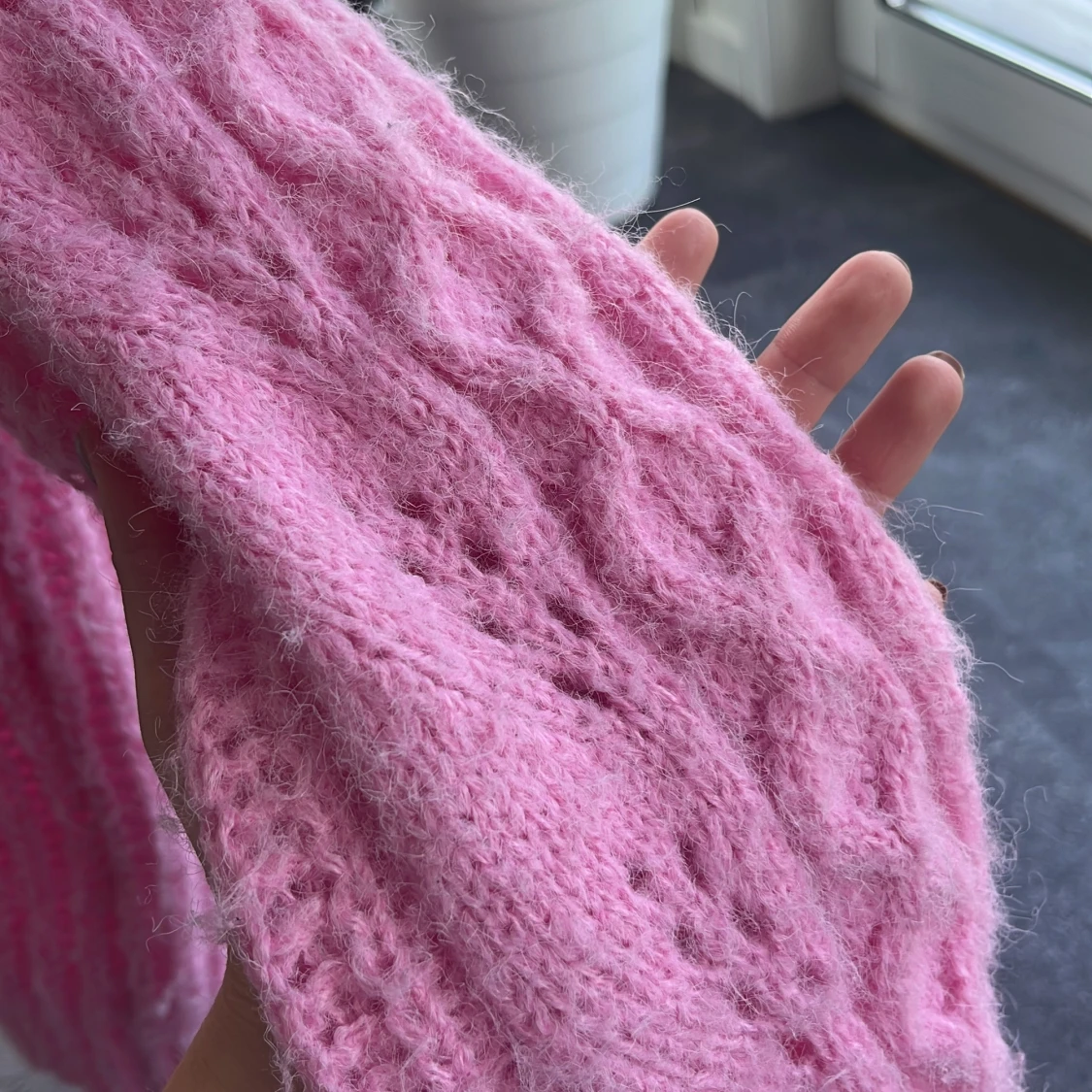 Rosa stickad tröja från Pieces - 2