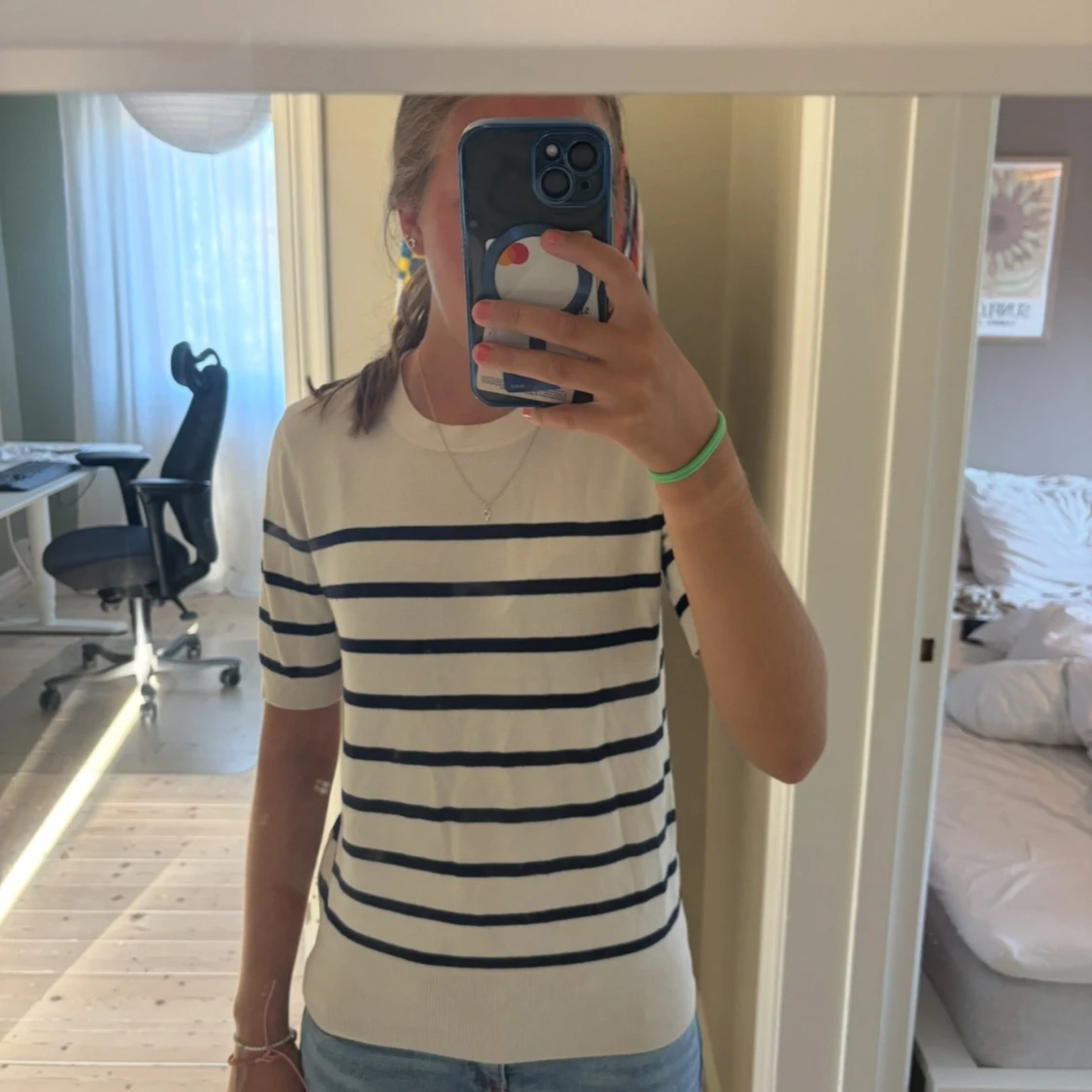 Randig kortärmad tröja från Zara