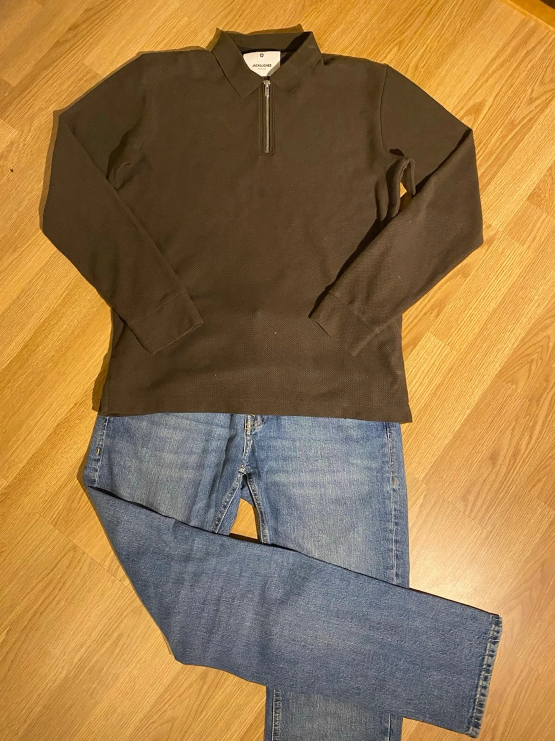 Brun pikétröja med half zip Jack & Jones - 3