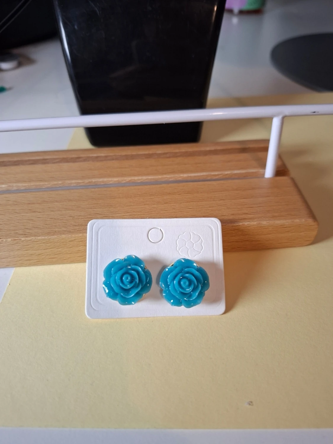 Blå rosformade örhängen - 1