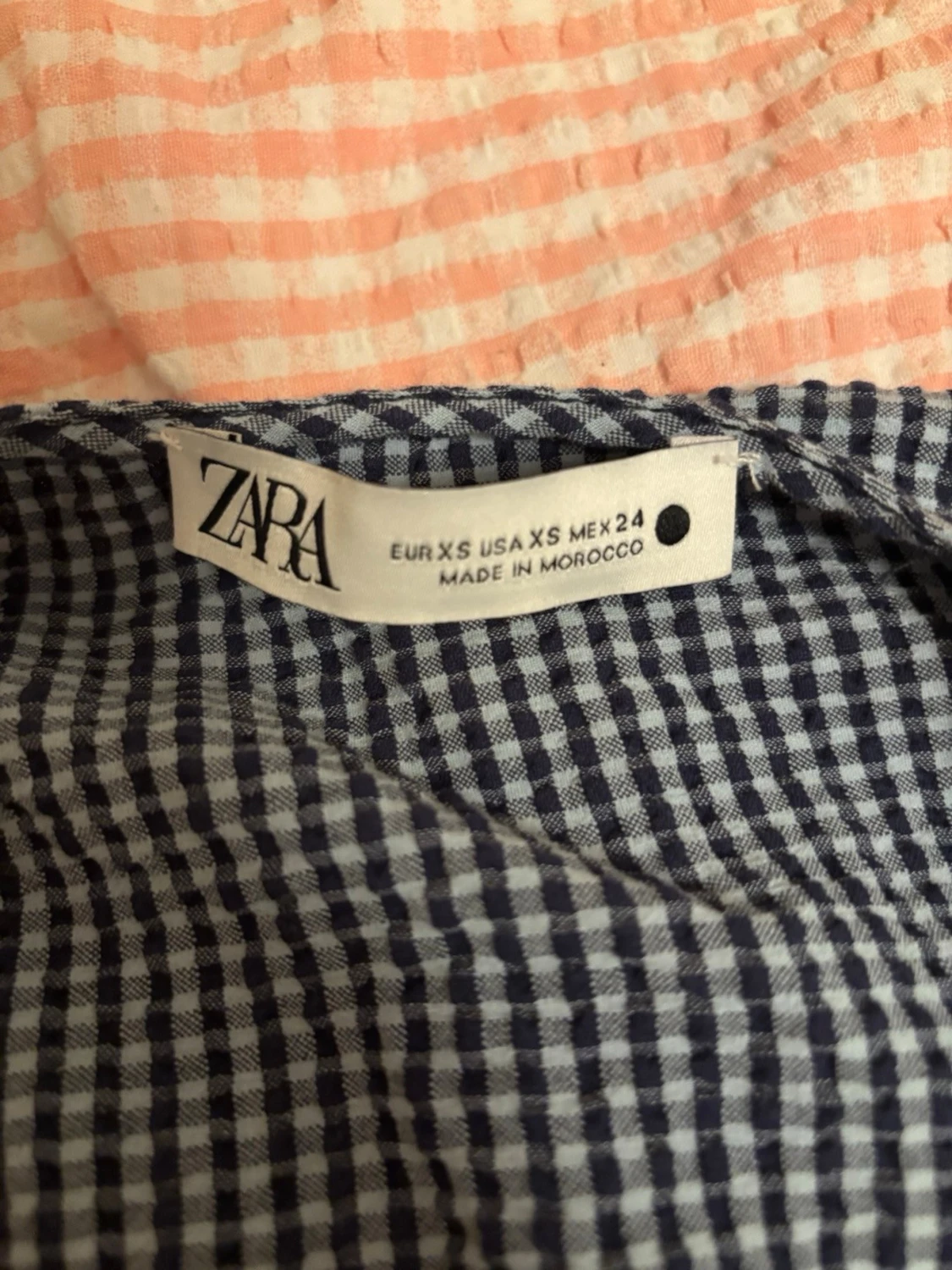 Blårutig cropped blus  - 3