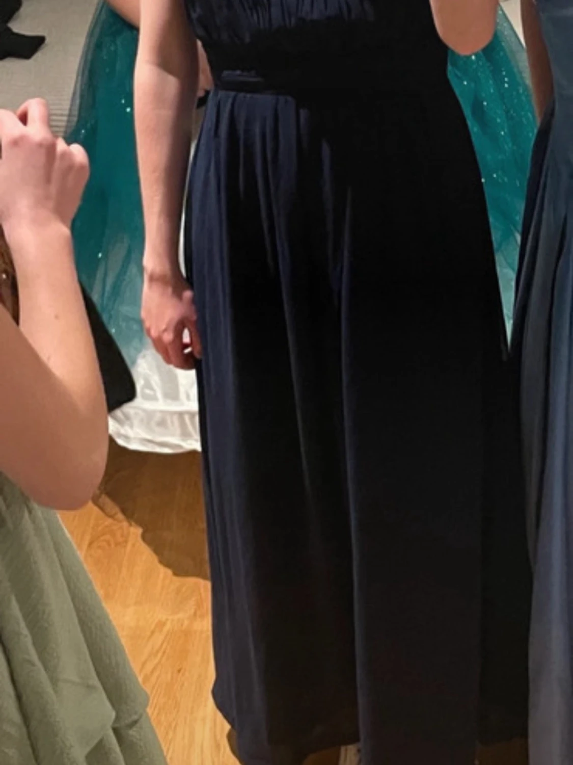 Marinblå långklänning med spets - 2