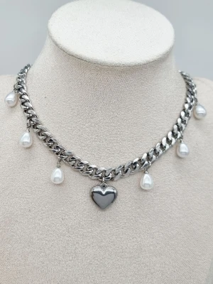 Stilfullt handgjort halsband med hjärta  - Högkvalitativt rostfritt stål 316. Kedjetjocklek-8mm #45