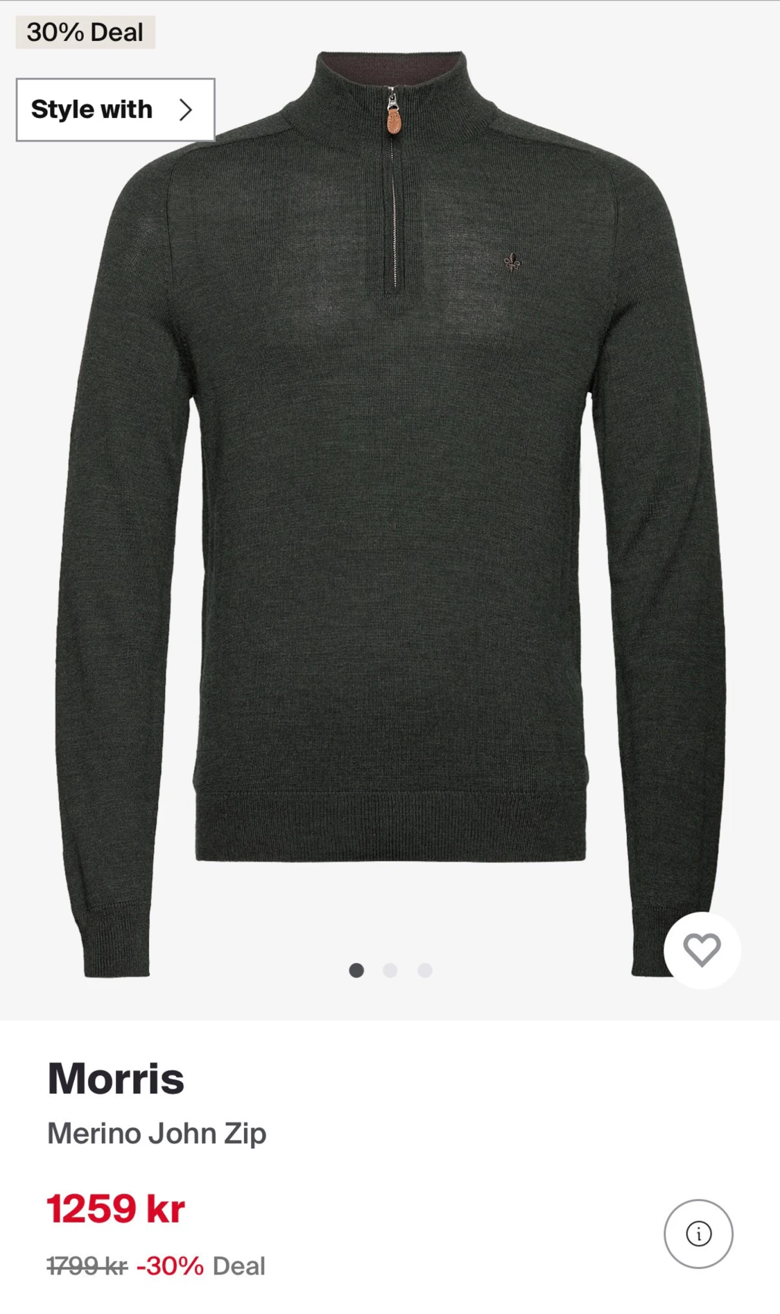 Mörkgrön merinoullströja Morris