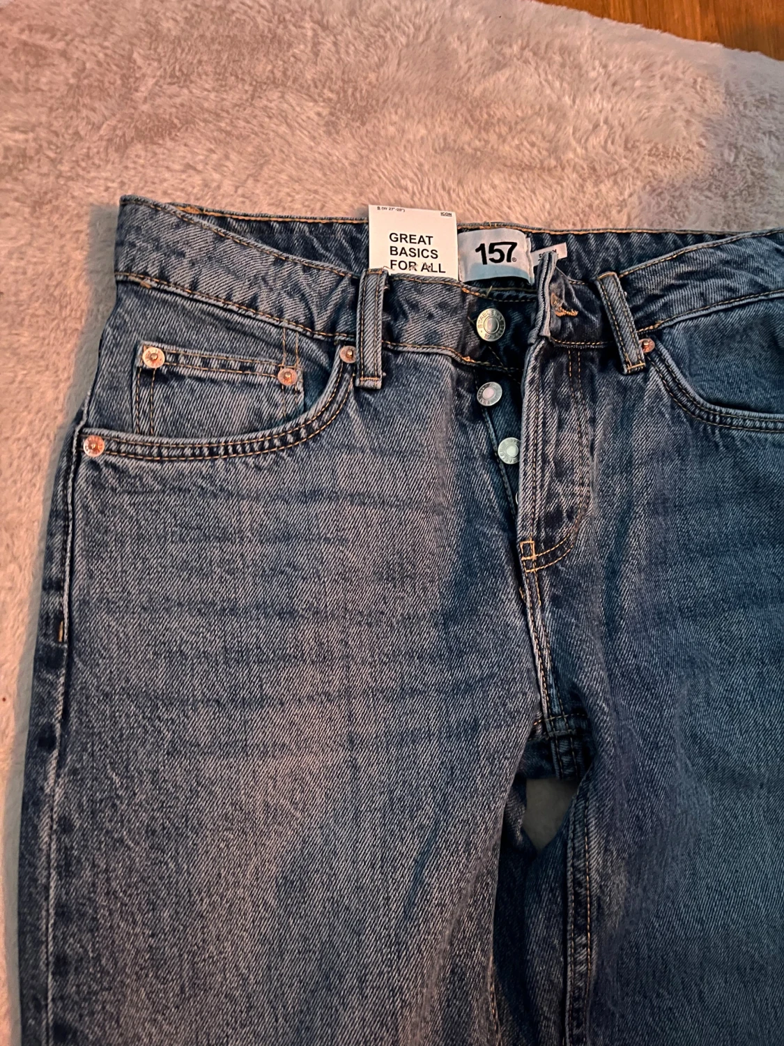 Blå raka jeans från 157 Icon, S - 1