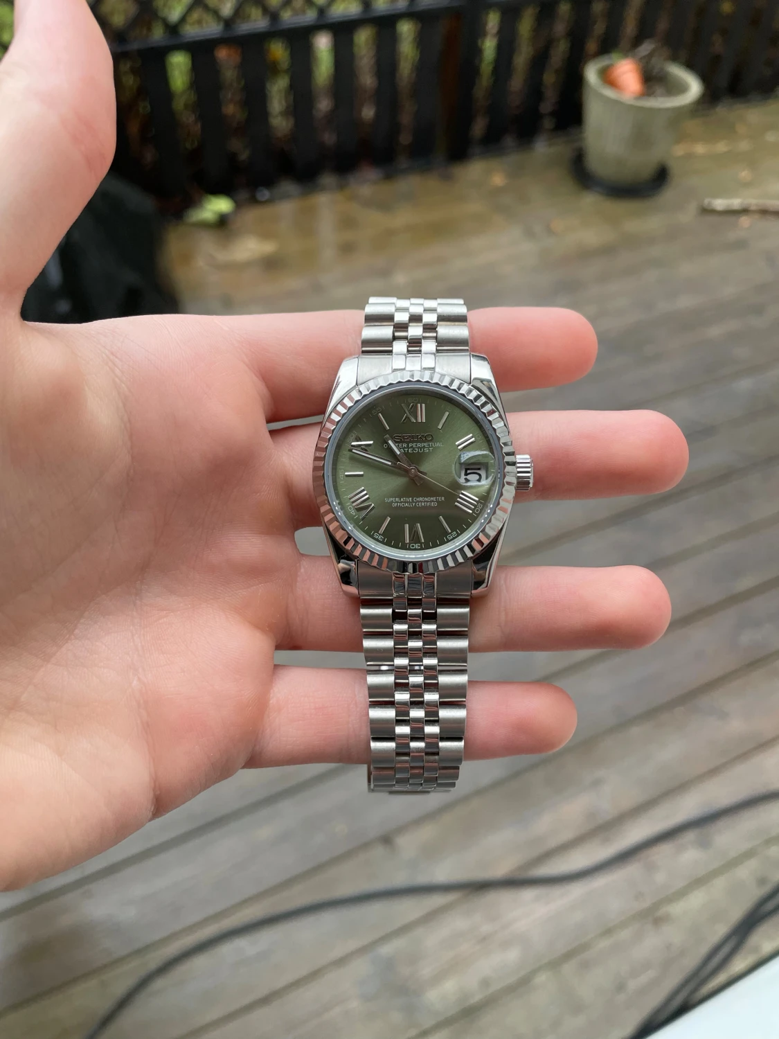 Olive Green Date-just Seiko Mod - 3