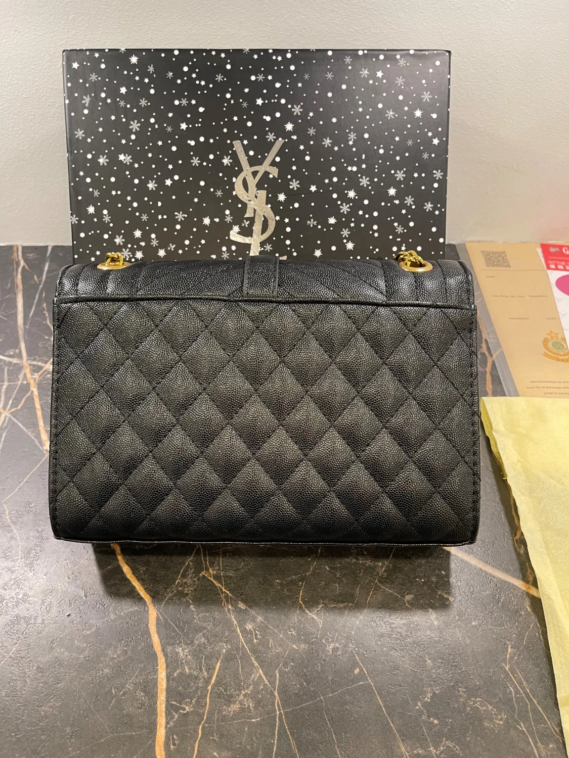 Svart quiltad axelväska från YSL - 2