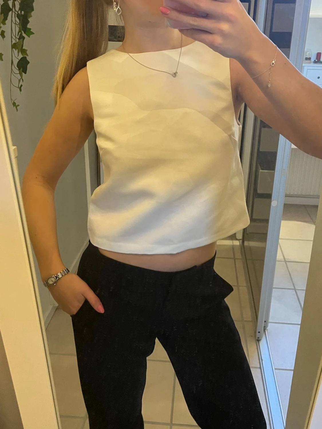 Vit croppad linnetopp från H&M