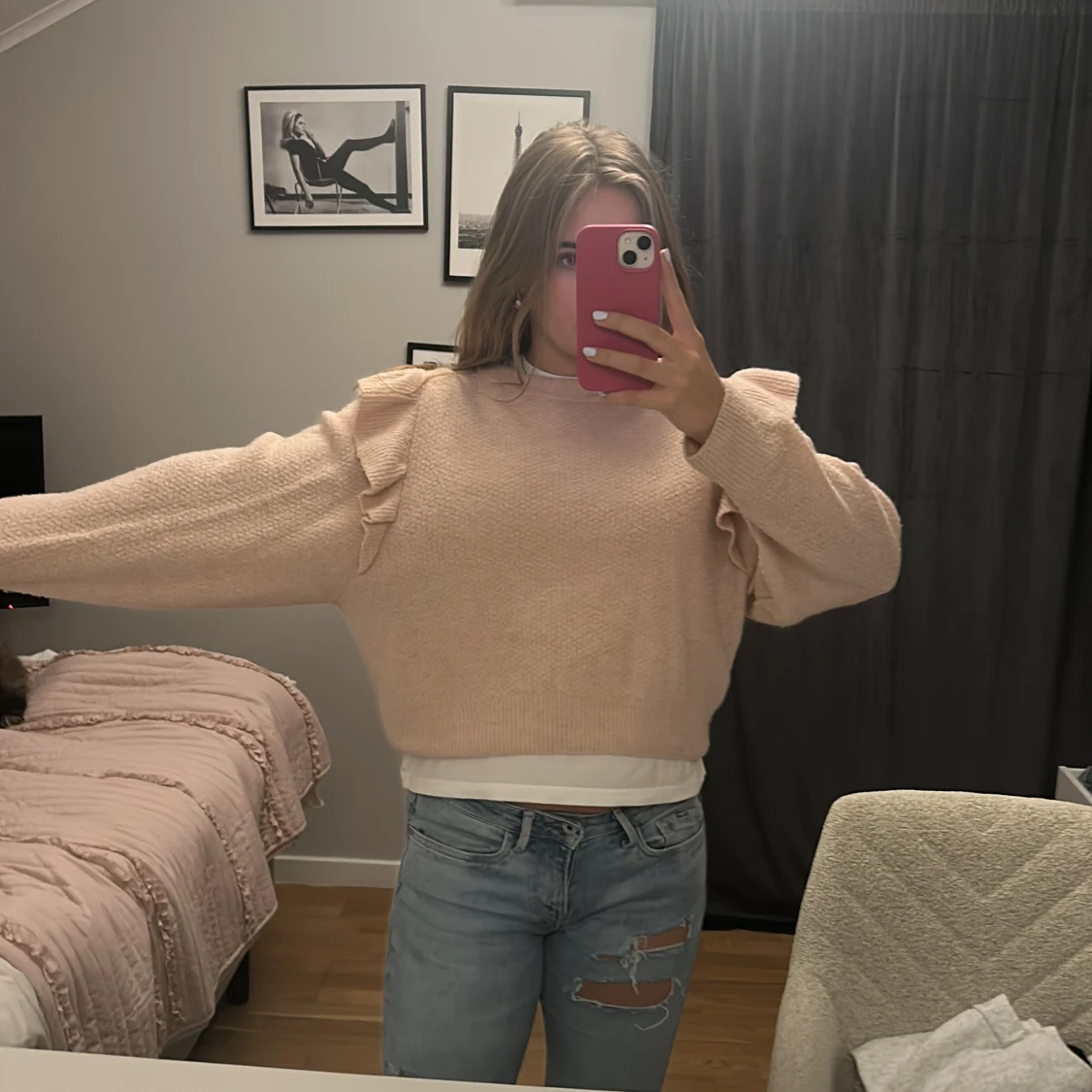 Rosa volang stickad - 1