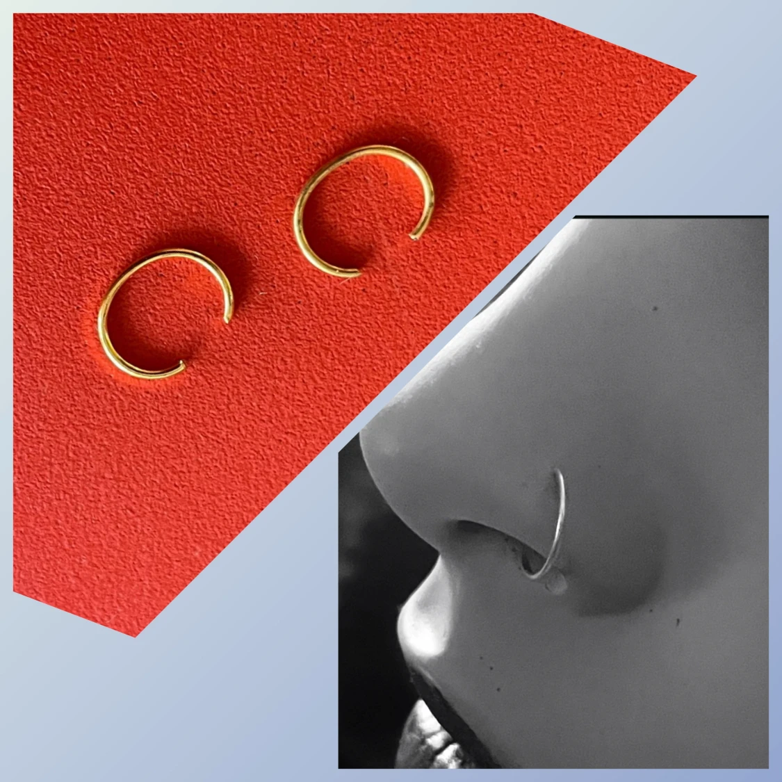 By prisförslag- 2 st Guldfärgade näsringar i minimalistisk stil