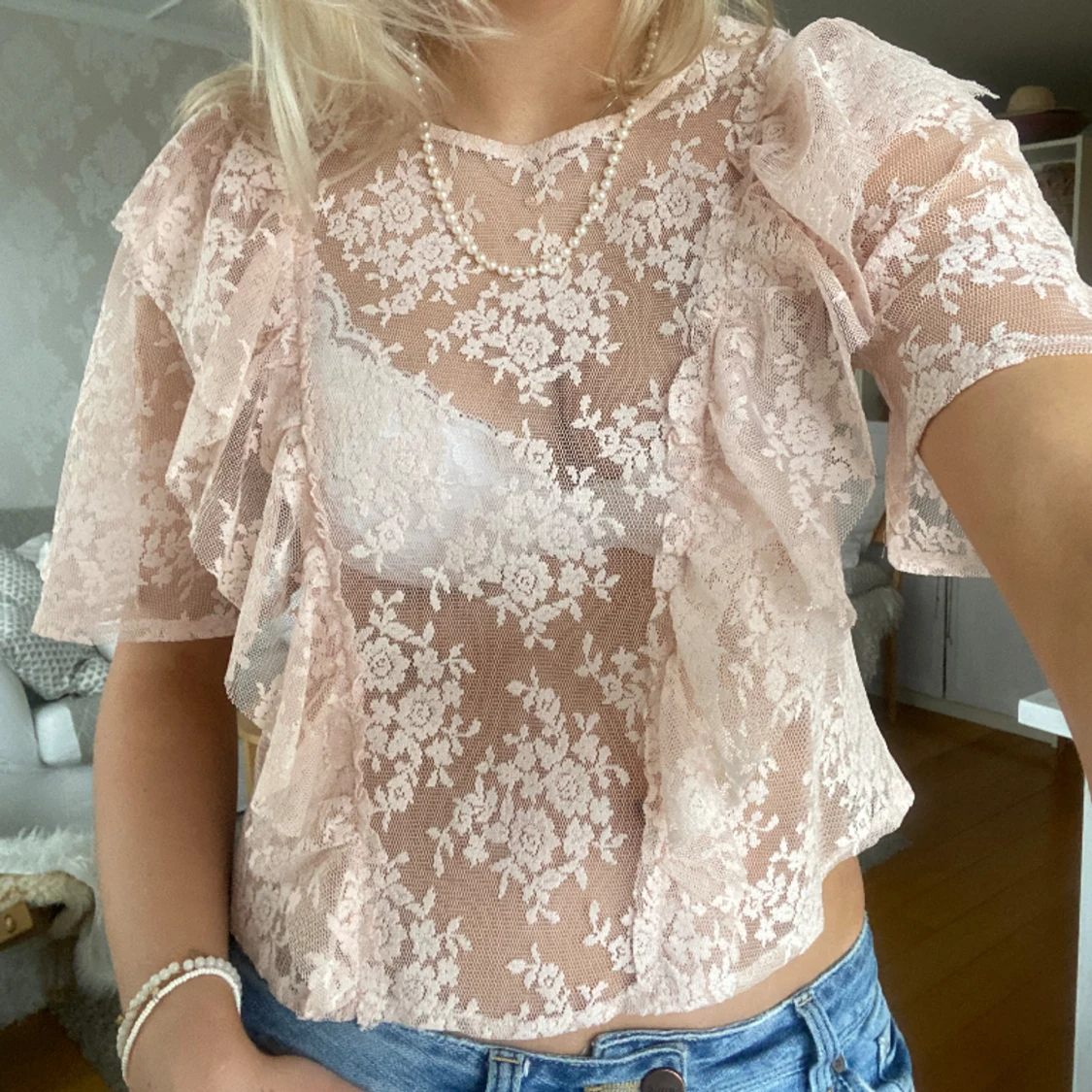 Ljusrosa spetstopp  - 90