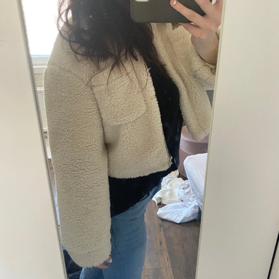 Beige teddyjacka - 90