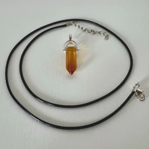 1st Halsband - Kristallsten Gul/Orange - Stenstorlek: ca 0,8cm x 3,4cm Kedjestorlek: ca 50cm