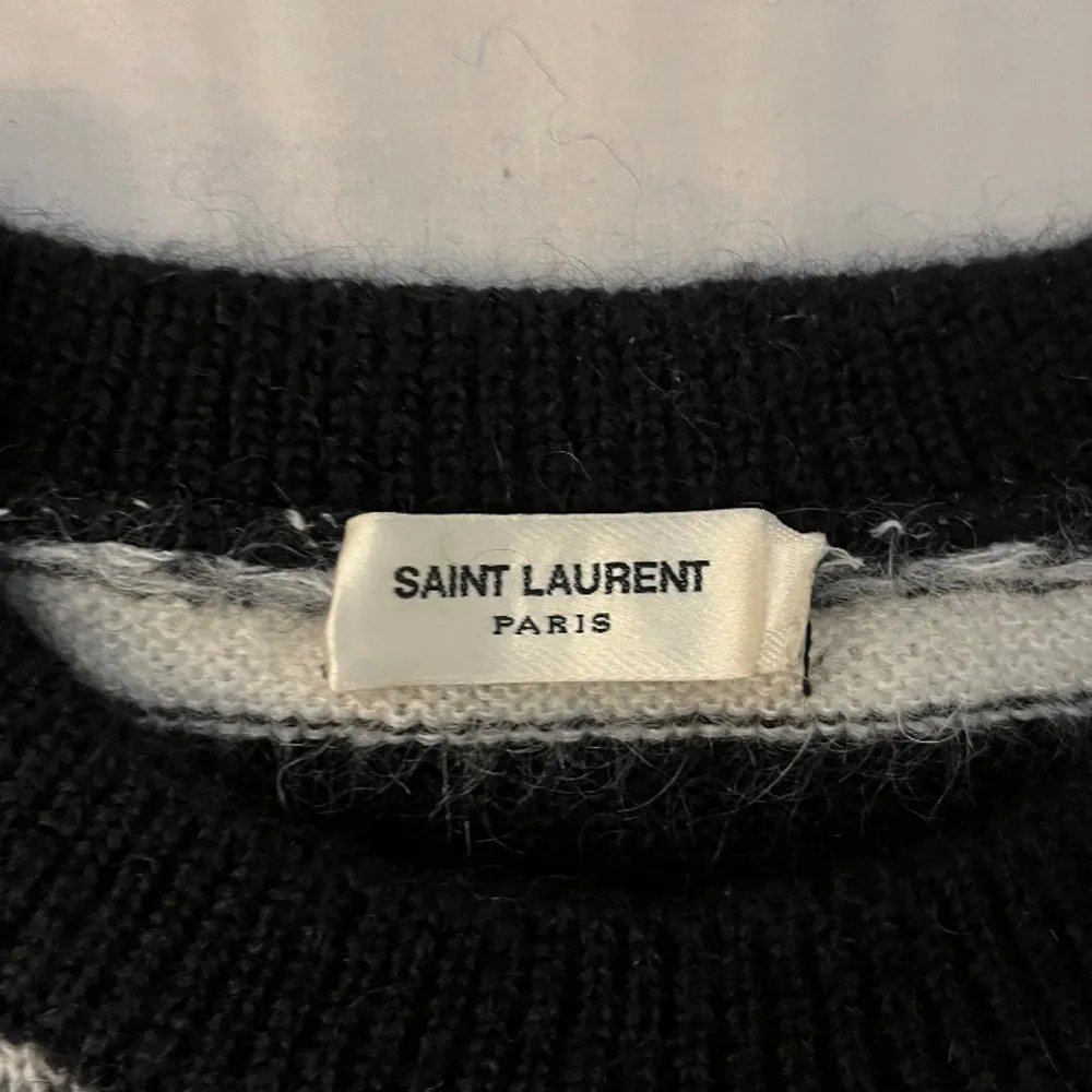 Authentic FW19 Saint Laurent Mohair Wool Patterned knit C 10/10 Quite rare Retail 11000kr. Stickat.