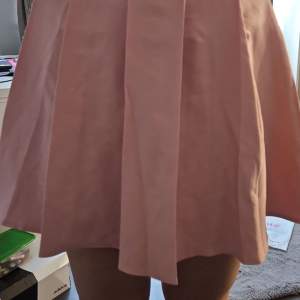 Ny rosa oanvänd högmidjad veckad kjol med dragkedja I midjan . Strl S . Köpt på shein för 279 kr. Katt finns I hemmet