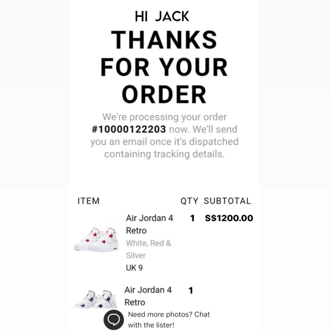 2 Jordan 4s Metallic - 93