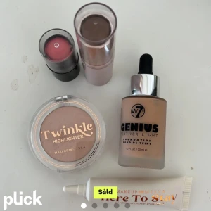 Blandat smink - Allt förutom highlightern som endast är testad är oanvänt! Säljer allt för 100 kr och styck pris är 25 kr💞 Foundationdropsen är från w7 Contoursticket är från technic Eyeshadowprimern & highlightern är från makeupmekka (Blushen är såld)
