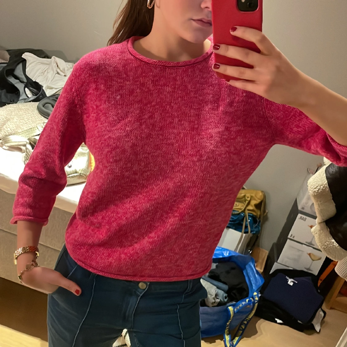 Rosa trekvart tröja