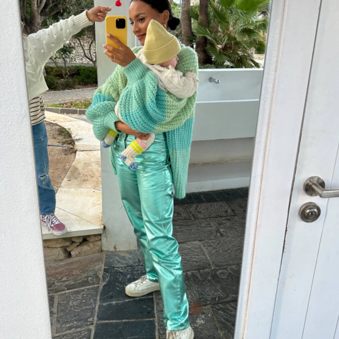 Laurella blå / turkos oversize cardigan i mohairblandning - 91