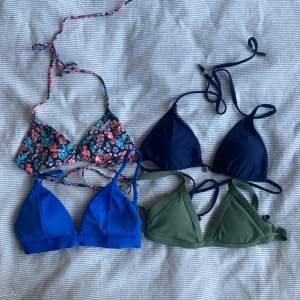 Bikini överdelar ❤️ den marinblå och den blommig är 70 styck och den blå och den grön är 50 styck 🫶 köp alla för 170 💕