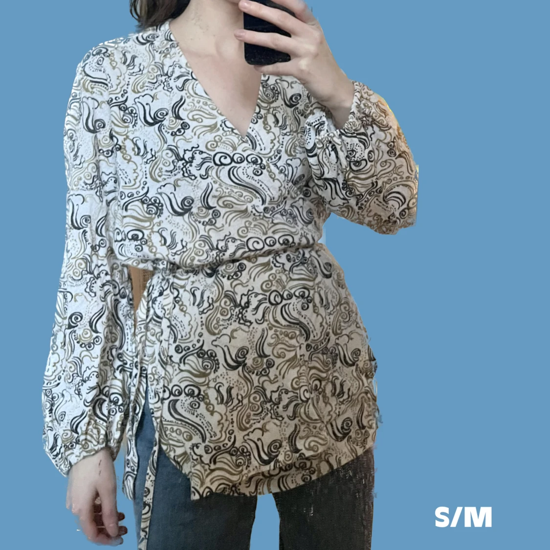 Omlottsblus i skimmrande tyg, vintage