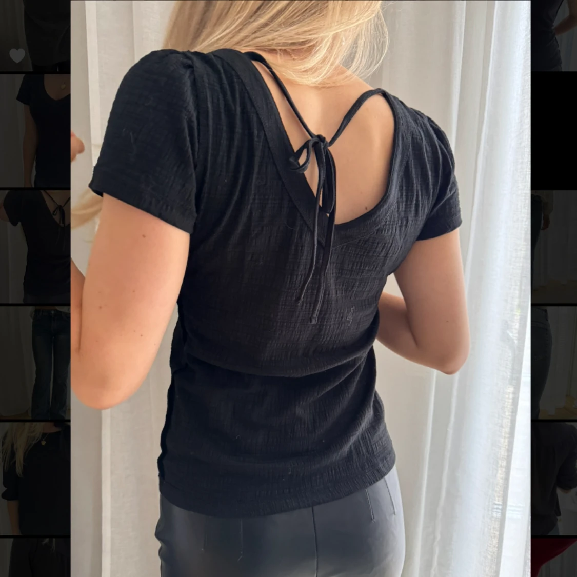 Svart v ringad tricot topp - 90