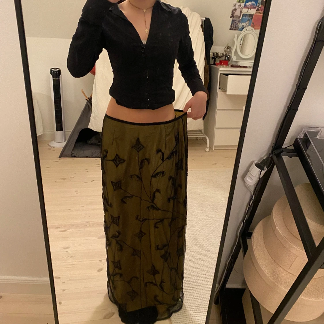 Underbar vintage mesh beaded maxi kjol  - 91