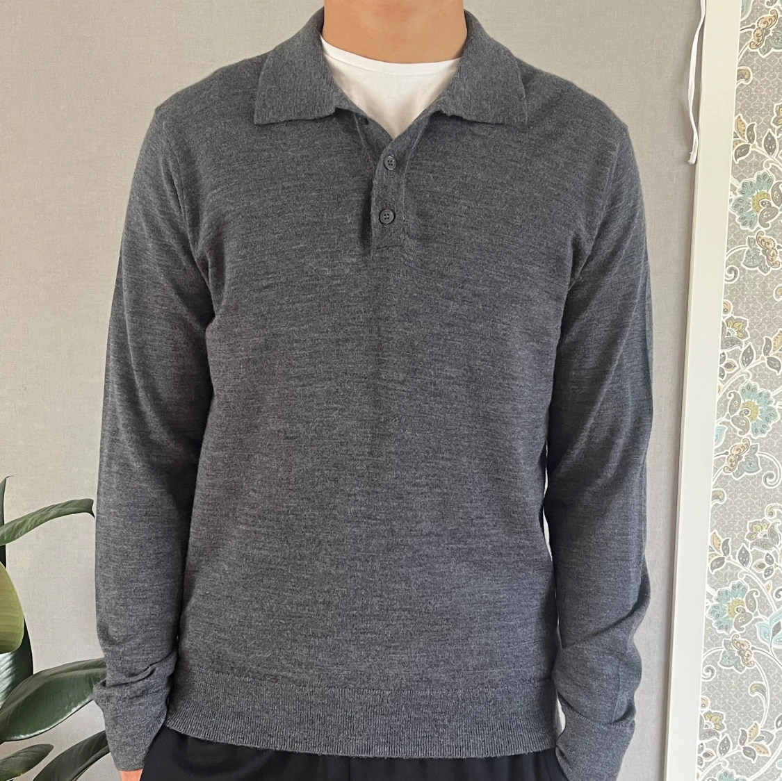 Merinoullströja med krage - 90