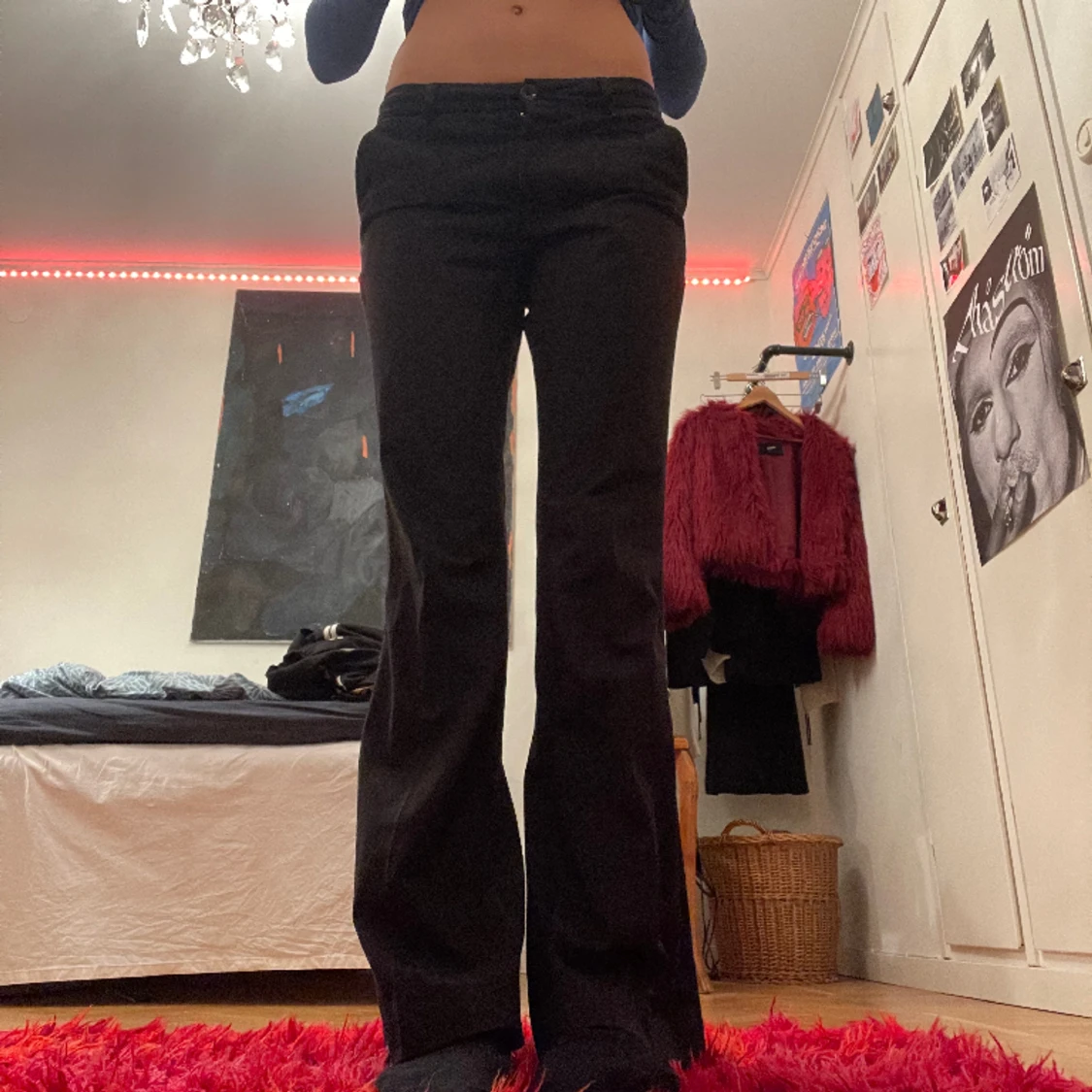 Lågmidjade vida kostymbyxor  - 90