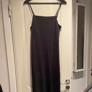 Lång klänning - Klänningen är från monki, jag är 170 och den går nästan ner till anklarna på mig. Skulle säga att det är en blå/svart färg