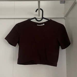 Topp - Brun tajt croppad t-shirt från Weekday. Jättefint skick. Storlek S. 40kr