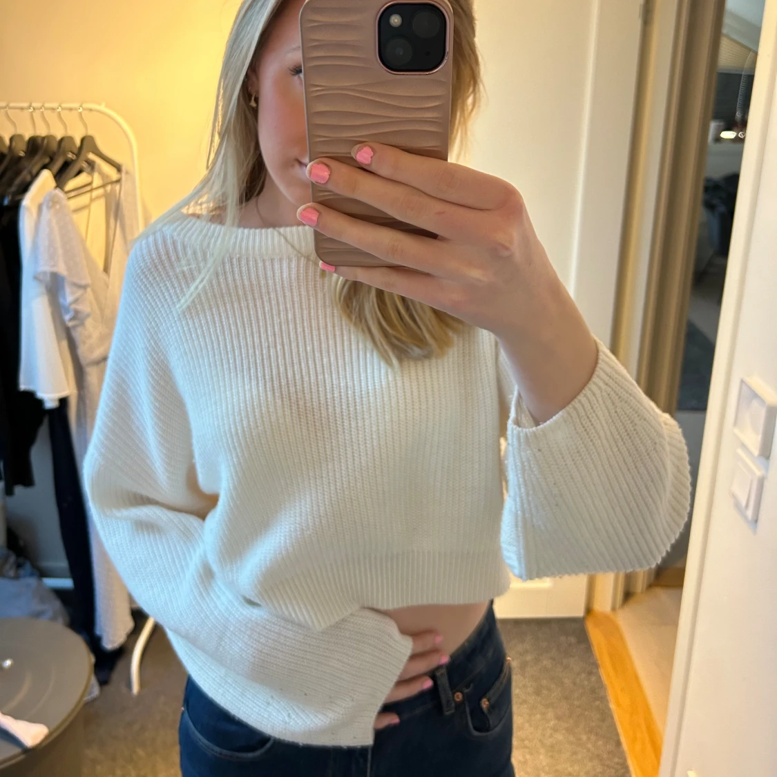 Vit stickad tröja  - 93