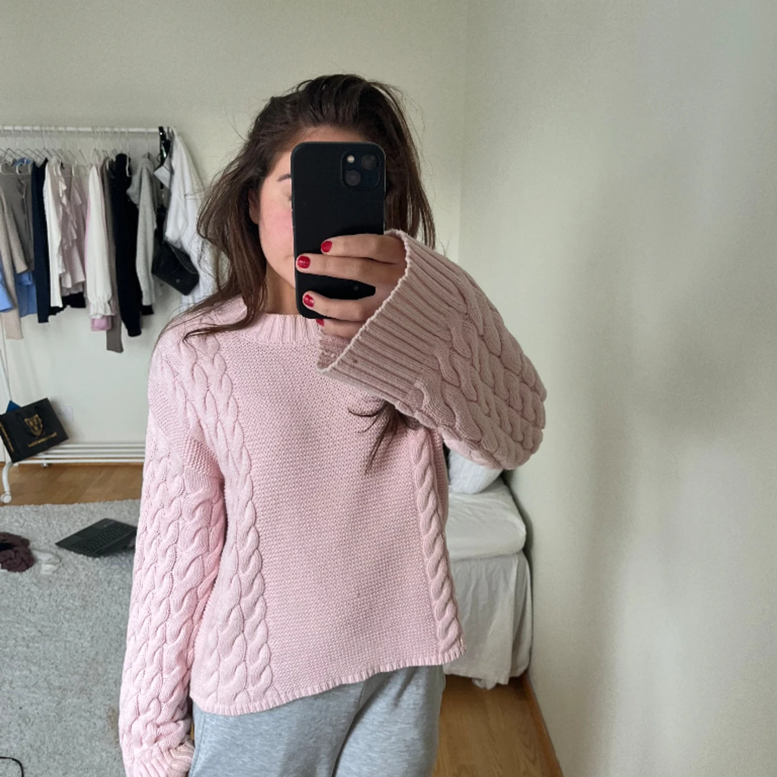 stickad rosa tröja - 90