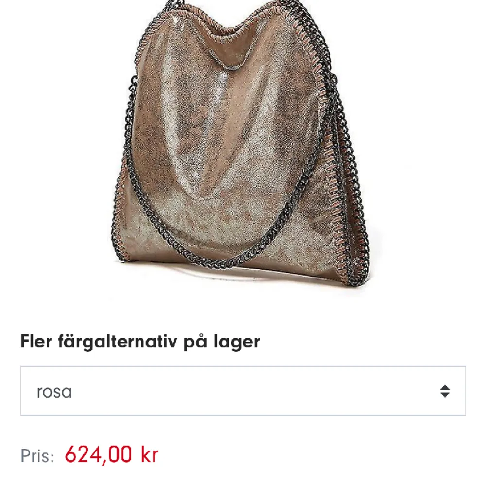 Rosa stella mc liknande väska , reapris runt 600 men säljer den för 250 . Har inte haft användning av den på ett tag men har en likadann fast i svart. Väskor.
