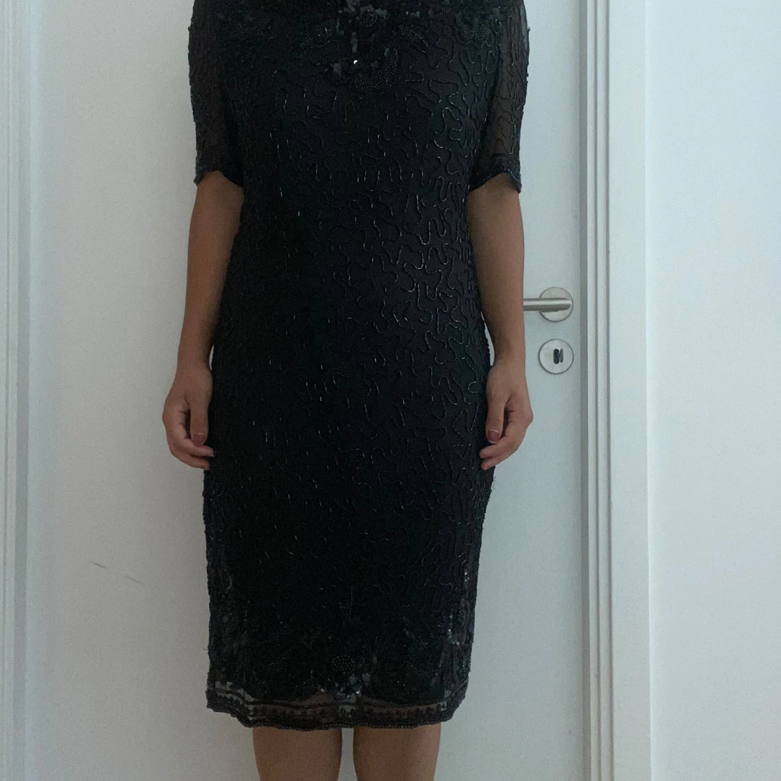 Vintage Svart Paljett Klänning   - 91