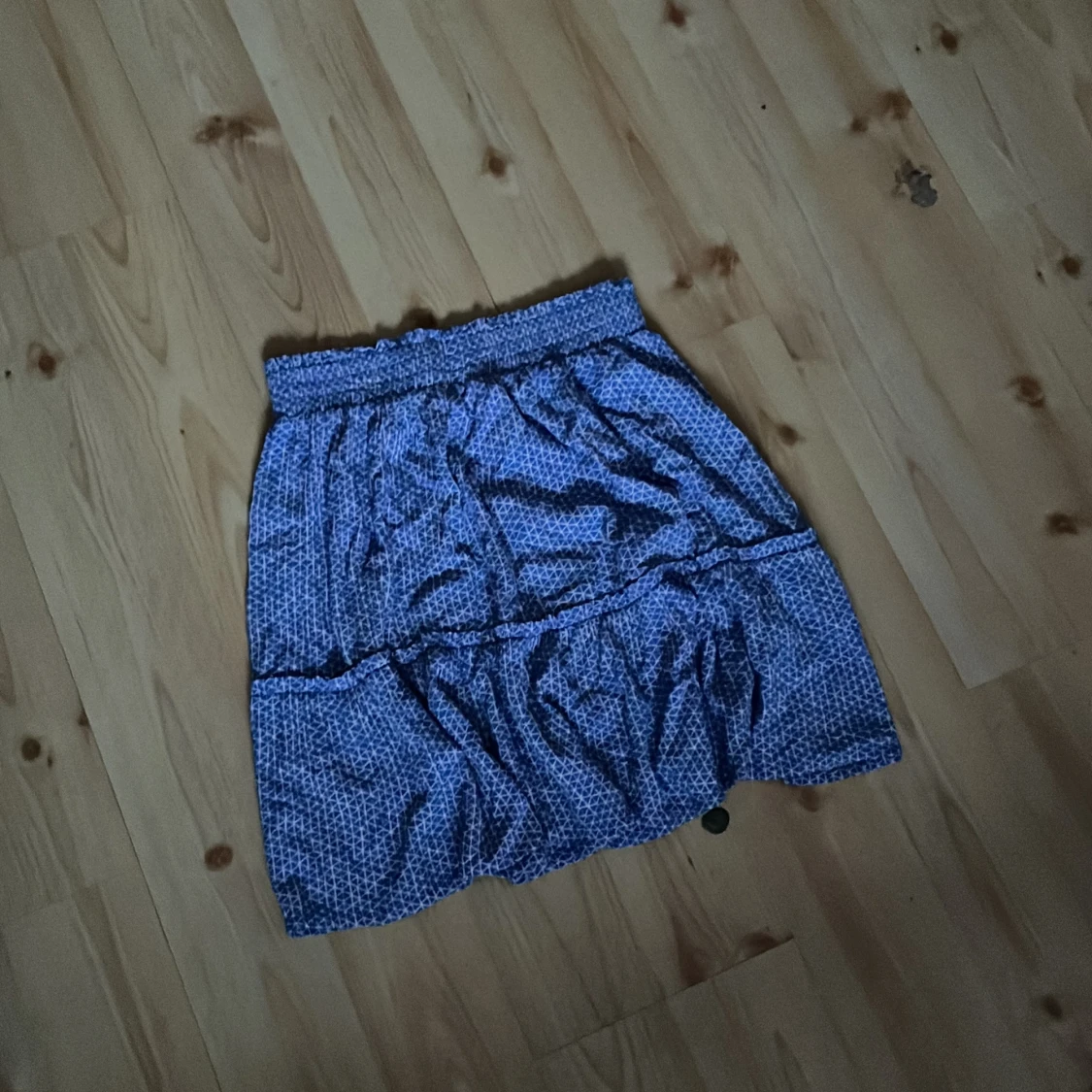 Blå kortkjol med mönster - 90