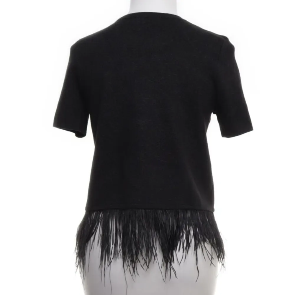 Zara tshirt som har svart glitter i sig och fjäder detaljer, strl M och i nyskick 🖤. T-shirts.
