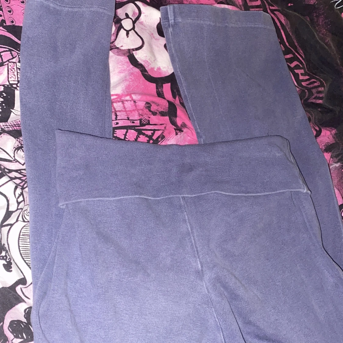 Y2k gråblå flared yogabyxor😽 - 90