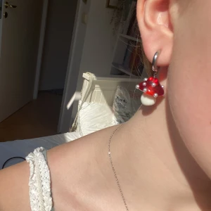 Röda svampörhängen - Bara använda 1 gång, har inga skador osv och är i väldigt bra skick. Säljer för att de inte är min stil och för att den inte kommer till användning. Kontakta helst innan ni köper💗💗