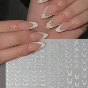 Glitter stripes  - Glitter stripes till naglar. Silver och guld 2 st påsar Oanvänd