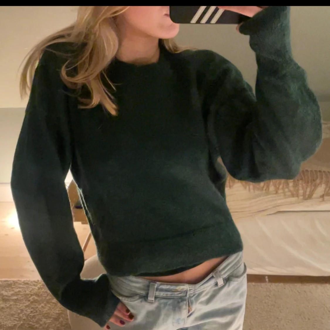 Grön stickad tröja - 90