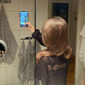 genomskinlig blus  - säljer denna super fina blusen som har guld detaljer vid händerna( kan skicka bild på det om nån vill) den e genomskinlig och har spetts bak till💞 finns fler bilder!!