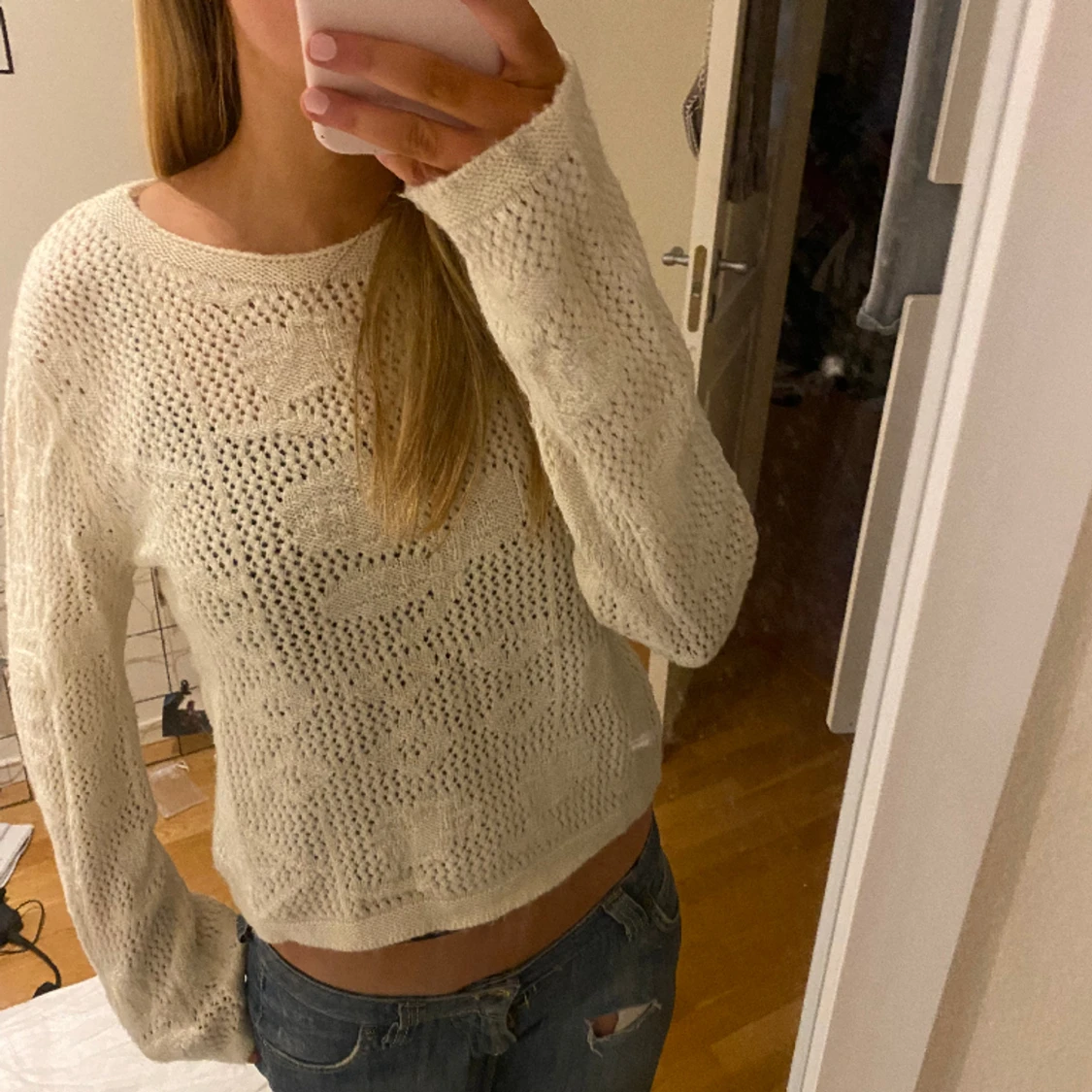 vit stickadtröja - 90