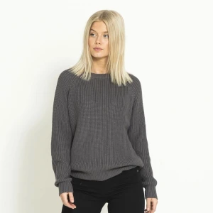 Stickad tröja - Mörkgrå stickad tröja, storlek xs💗