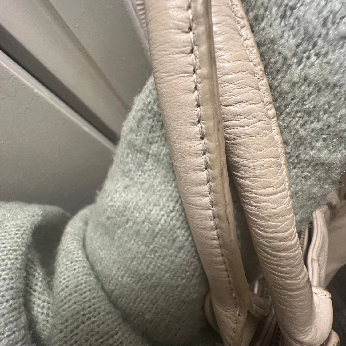 Vit vintage läder handväska  - 93