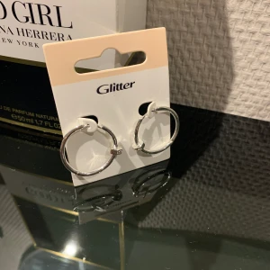GLITTER ÖRONHÄNGEN❤️‍🔥 - Öronhängen från glitter. Silvriga hoops med fint glitter❤️‍🔥 Aldrig använda! Nypris 139kr. Kom privat för fler frågor🙏