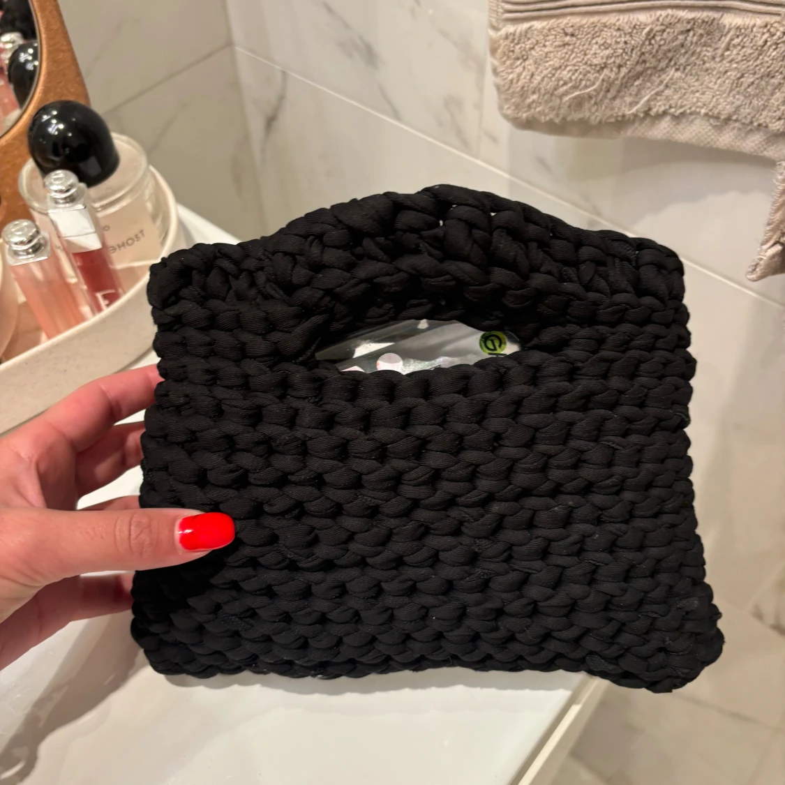 svart virkad väska - 90